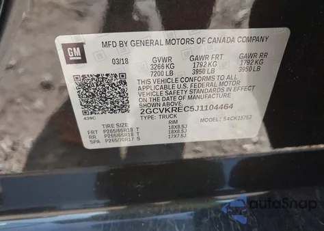 2018 Chevrolet Silverado K1500 Lt из США, поврежденный, VIN 2GCVKREC5J1104464